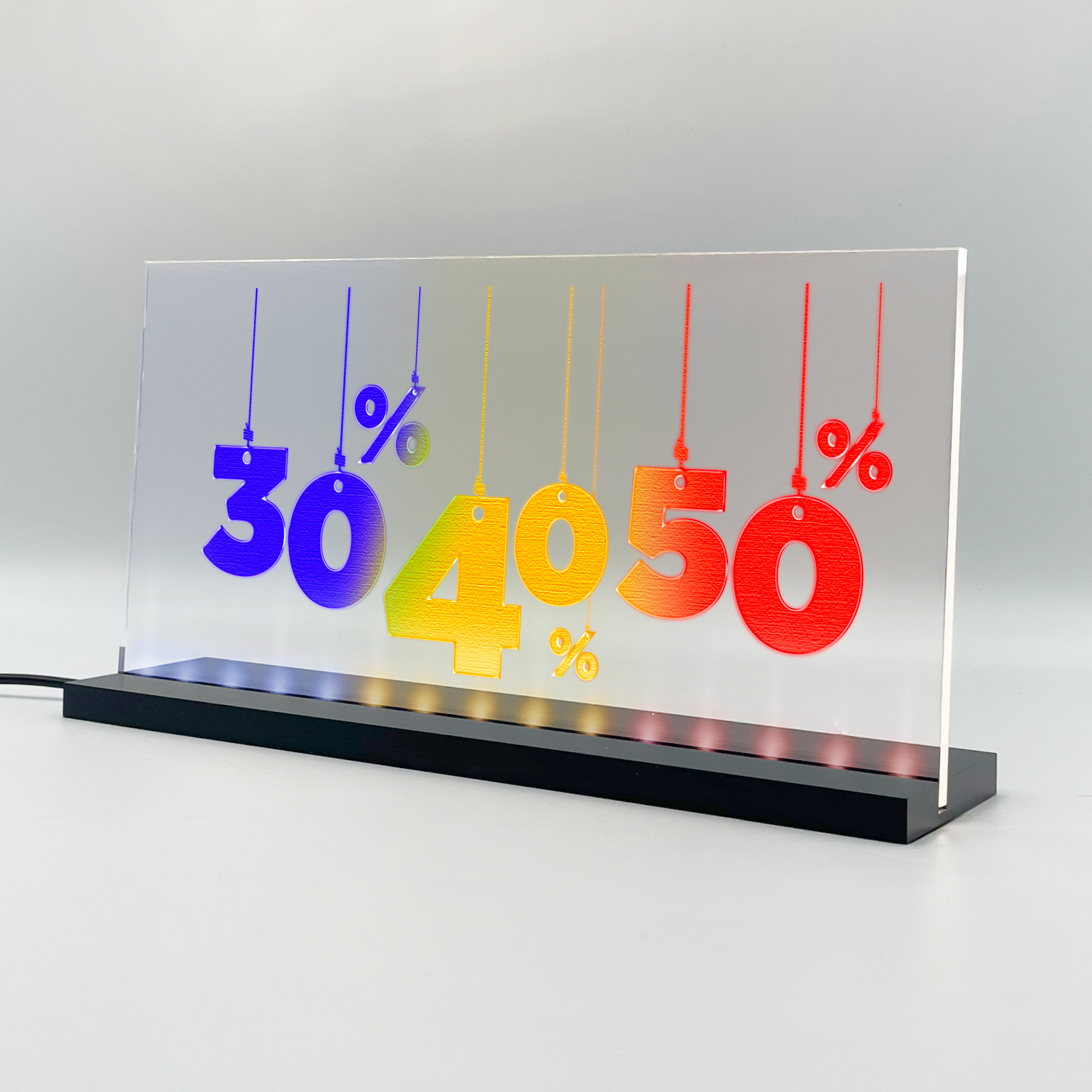 Enseigne lumineuse LED Basic+ 30%40%50% Bleu Jaune Rouge fd