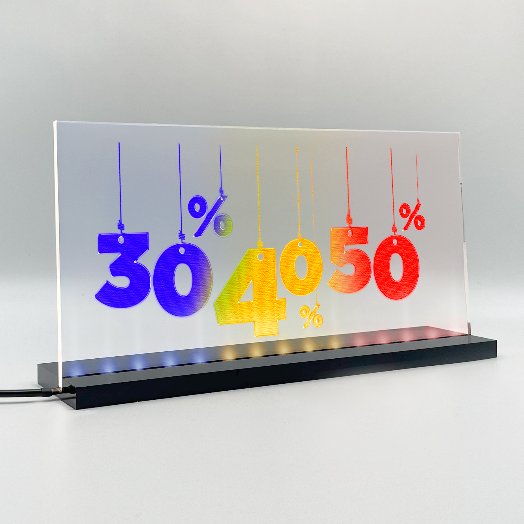 Enseigne lumineuse LED Basic+ 30%40%50% Bleu Jaune Rouge fg
