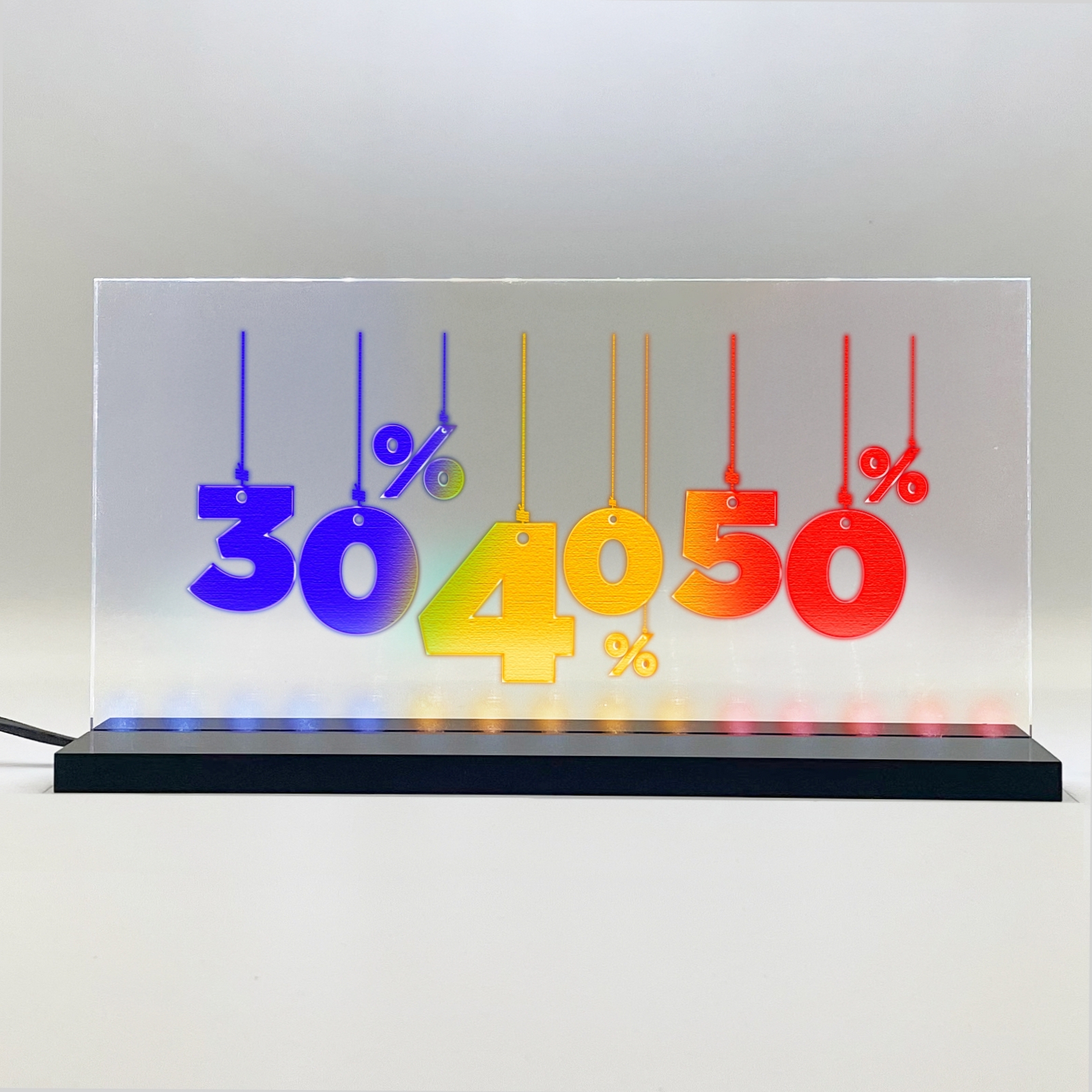 Enseigne lumineuse LED Basic+ 30%40%50% Bleu Jaune Rouge f