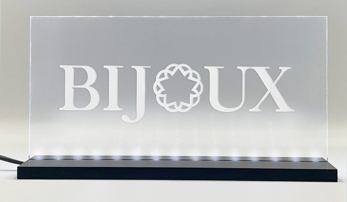 Enseigne signaletique lumineuse LED "BIJOUX" Basic Blanc