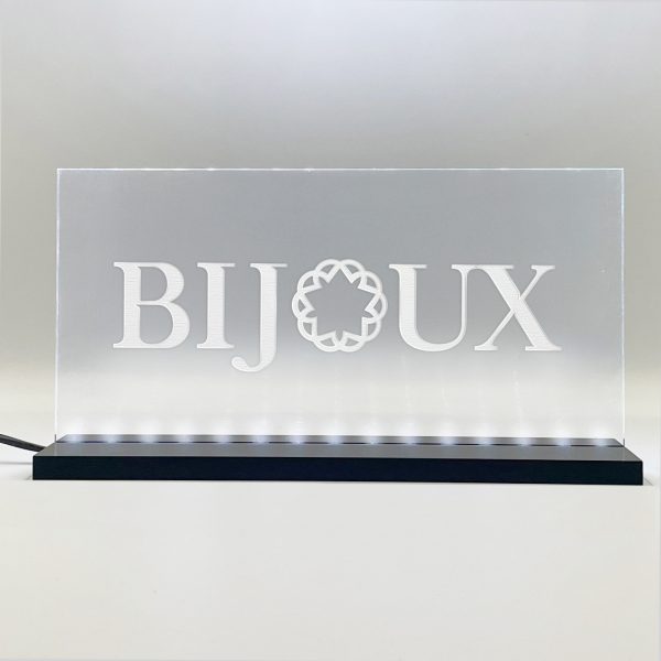 Enseigne signaletique lumineuse LED "BIJOUX" Basic Blanc