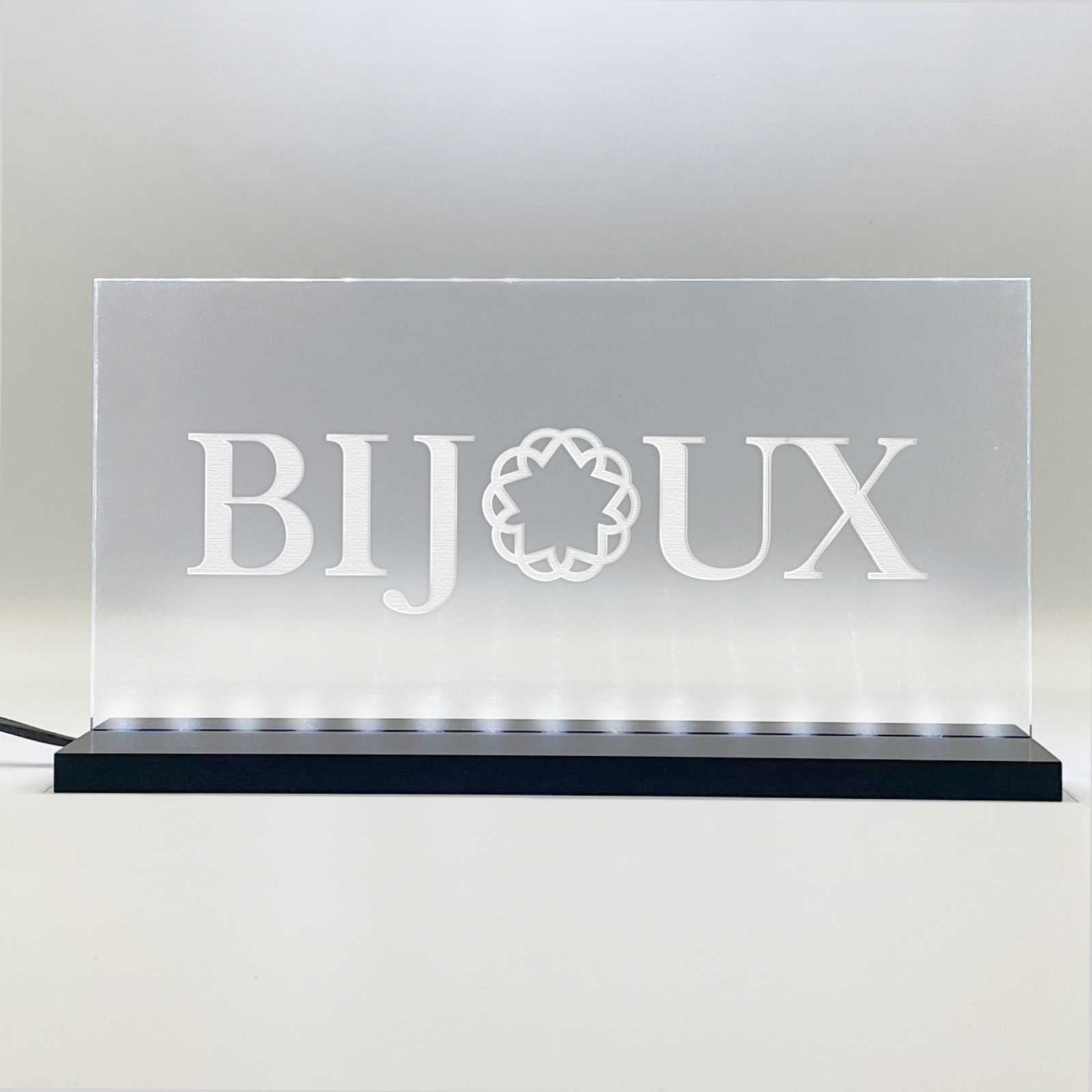 Enseigne signaletique lumineuse LED "BIJOUX" Basic Blanc