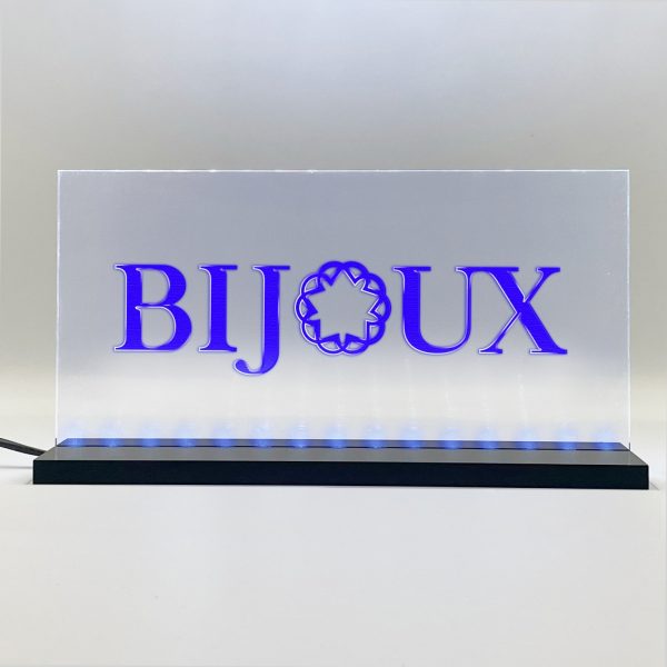 Enseigne signaletique lumineuse LED "BIJOUX" Basic Bleu