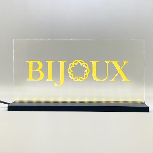 Enseigne signaletique lumineuse LED "BIJOUX" Basic Jaune