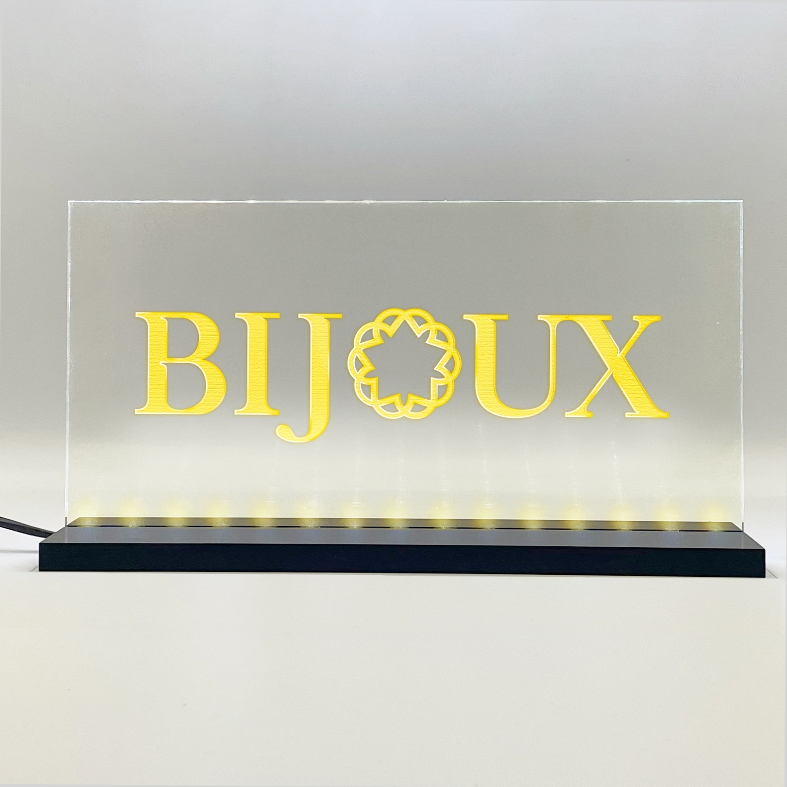 Enseigne signaletique lumineuse LED "BIJOUX" Basic Jaune