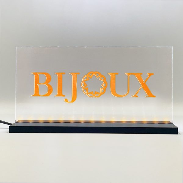 Enseigne signaletique lumineuse LED "BIJOUX" Basic Orange