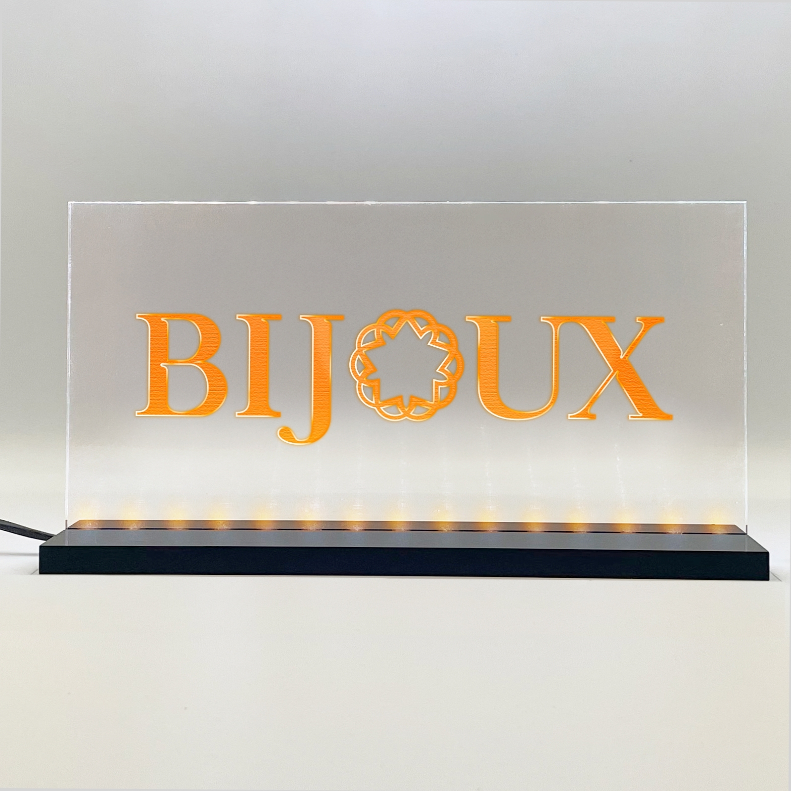Enseigne signaletique lumineuse LED "BIJOUX" Basic Orange