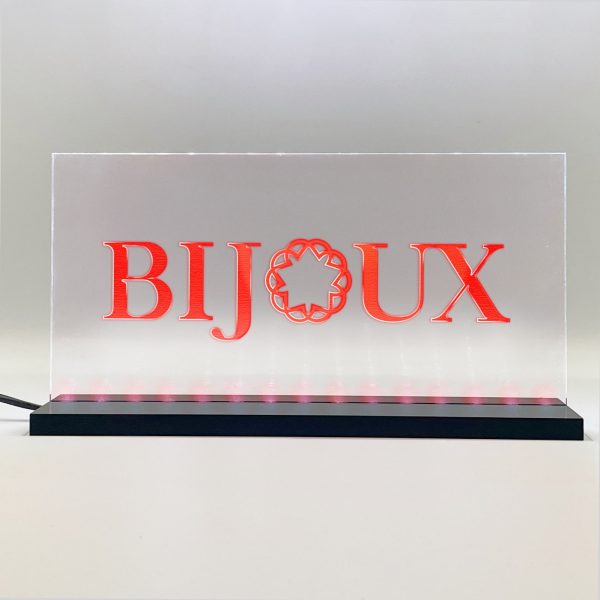 Enseigne signaletique lumineuse LED "BIJOUX" Basic Rouge