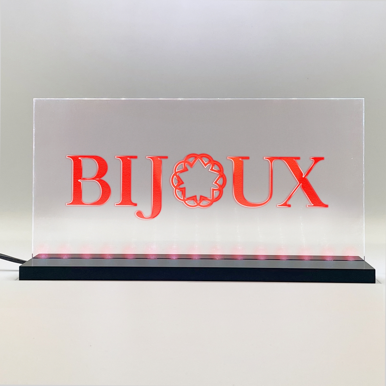 Enseigne signaletique lumineuse LED "BIJOUX" Basic Rouge