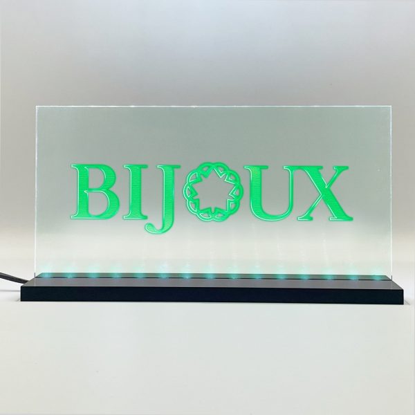 Enseigne signaletique lumineuse LED "BIJOUX" Basic Vert