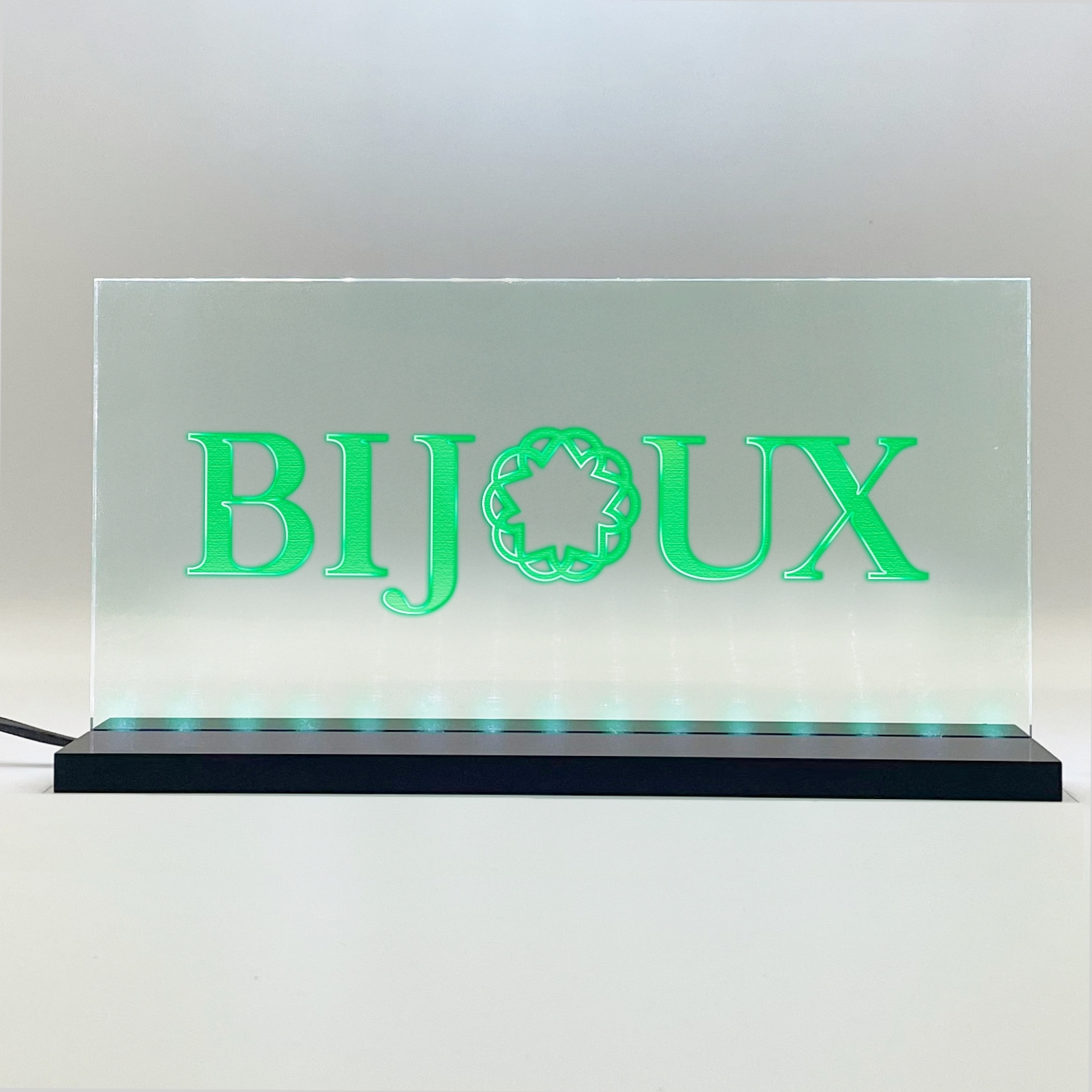 Enseigne signaletique lumineuse LED "BIJOUX" Basic Vert