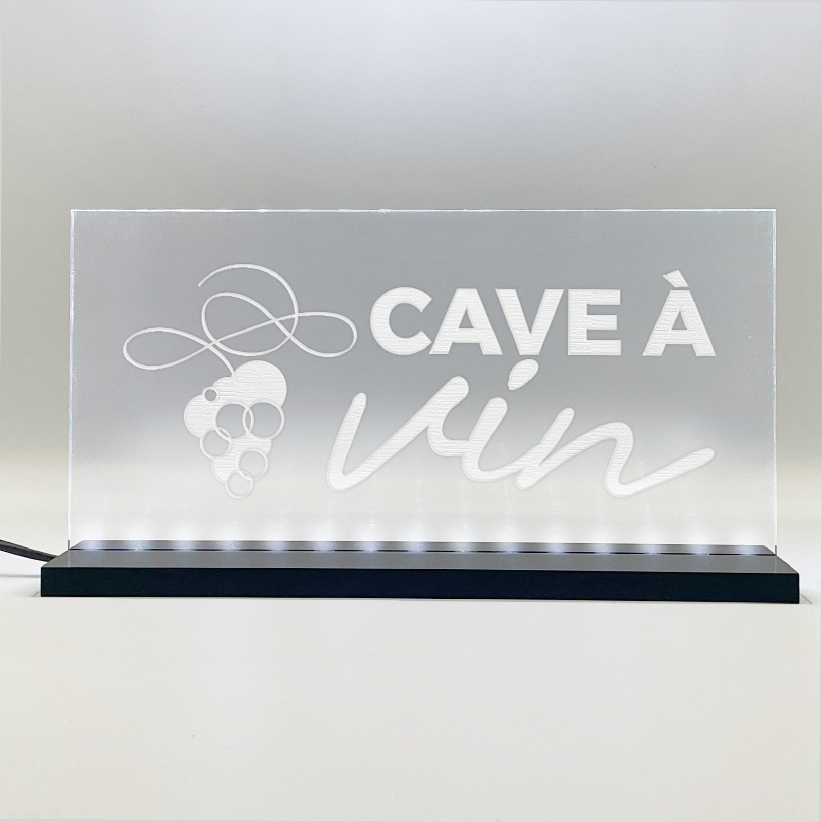 Enseigne signaletique lumineuse LED "Cave a vin" Basic Blanc