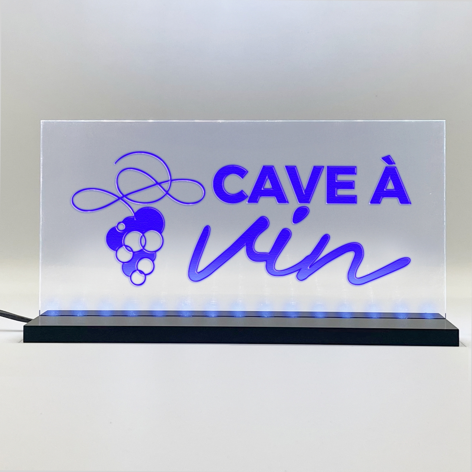 Enseigne signaletique lumineuse LED "Cave a vin" Basic Bleu