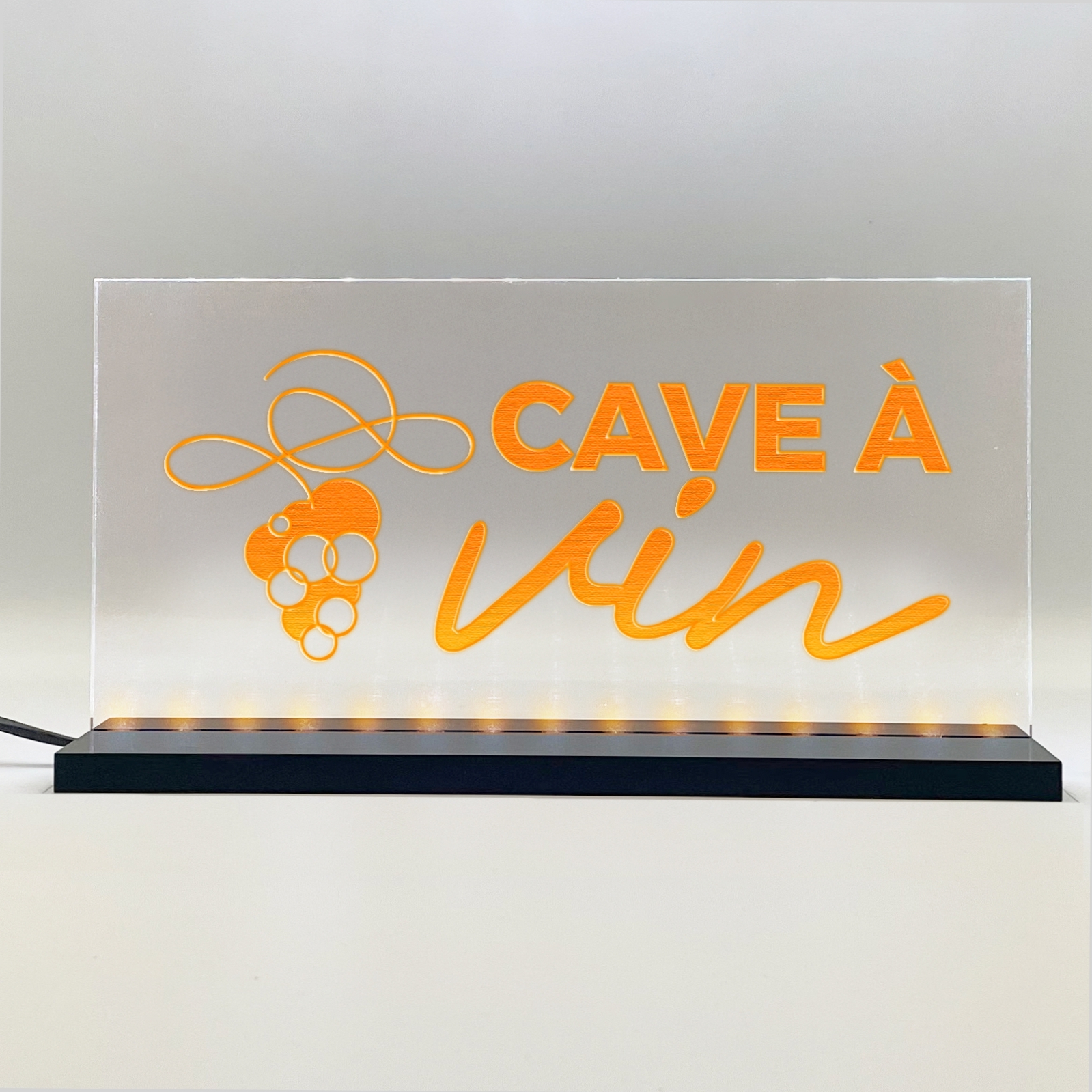 Enseigne signaletique lumineuse LED "Cave a vin" Basic Orange