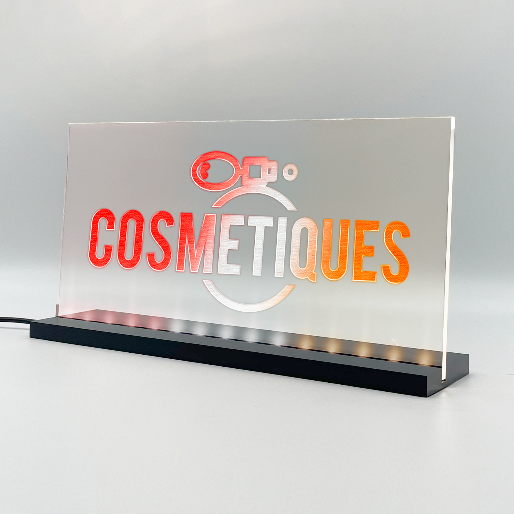 Enseigne lumineuse LED Cosmétiques 2 Basic+ Rouge Blanc Orange