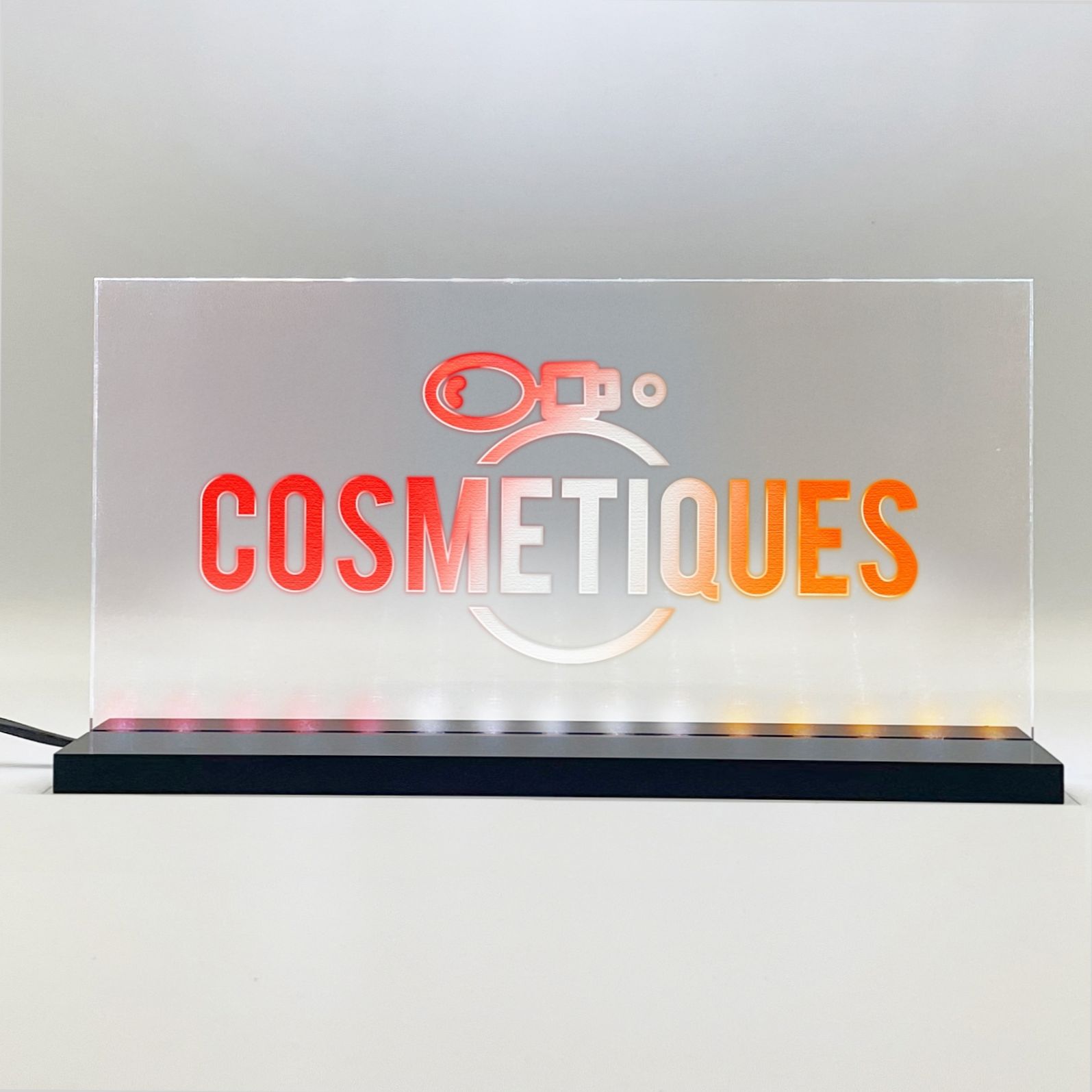 Enseigne lumineuse LED Cosmétiques 2 Basic+ Rouge Blanc Orange