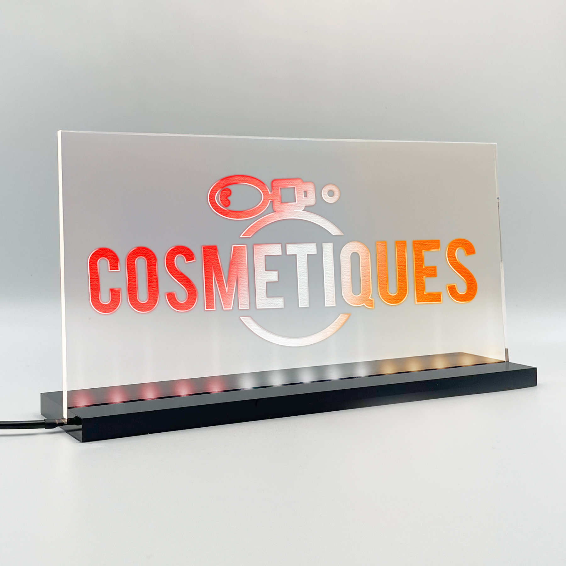 Enseigne lumineuse LED Cosmétiques 2 Basic+ Rouge Blanc Orange