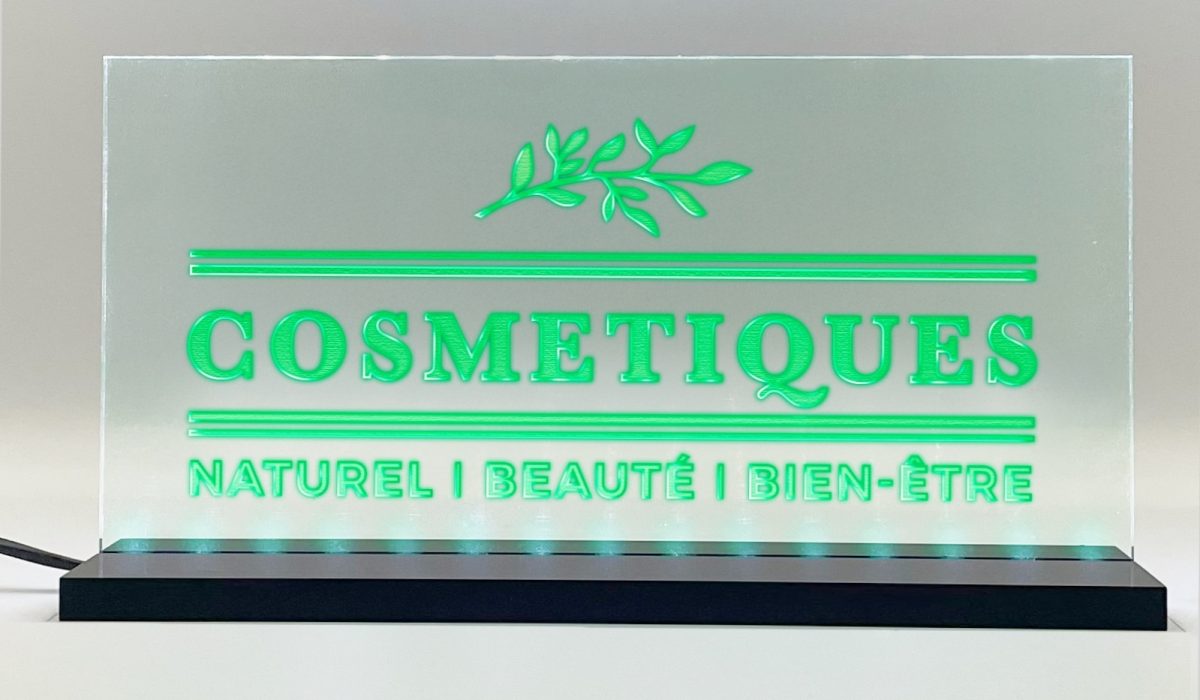 Enseigne signaletique lumineuse LED "Cosmetiques" Basic Vert