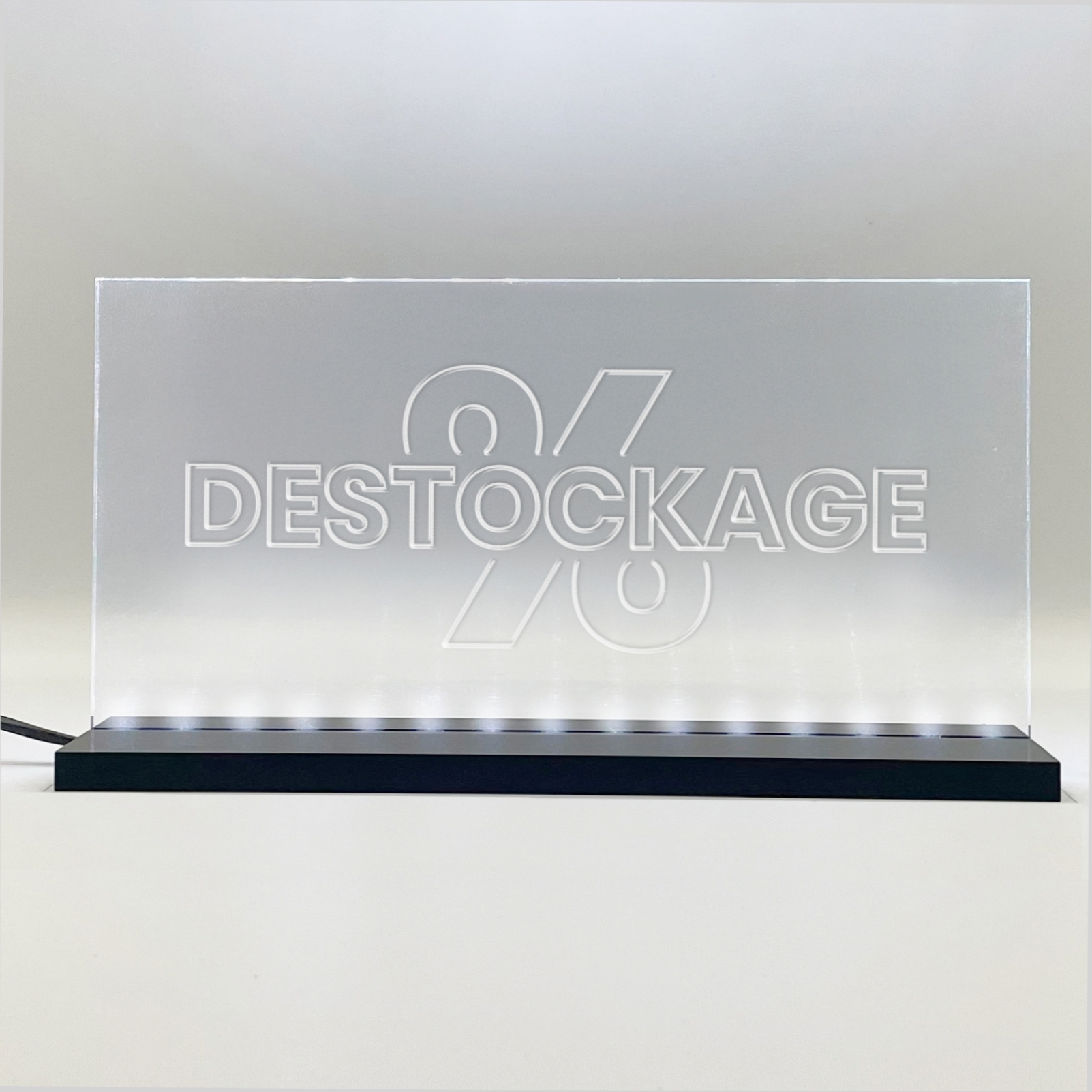 Enseigne signaletique lumineuse LED "Destockage" Basic Blanc