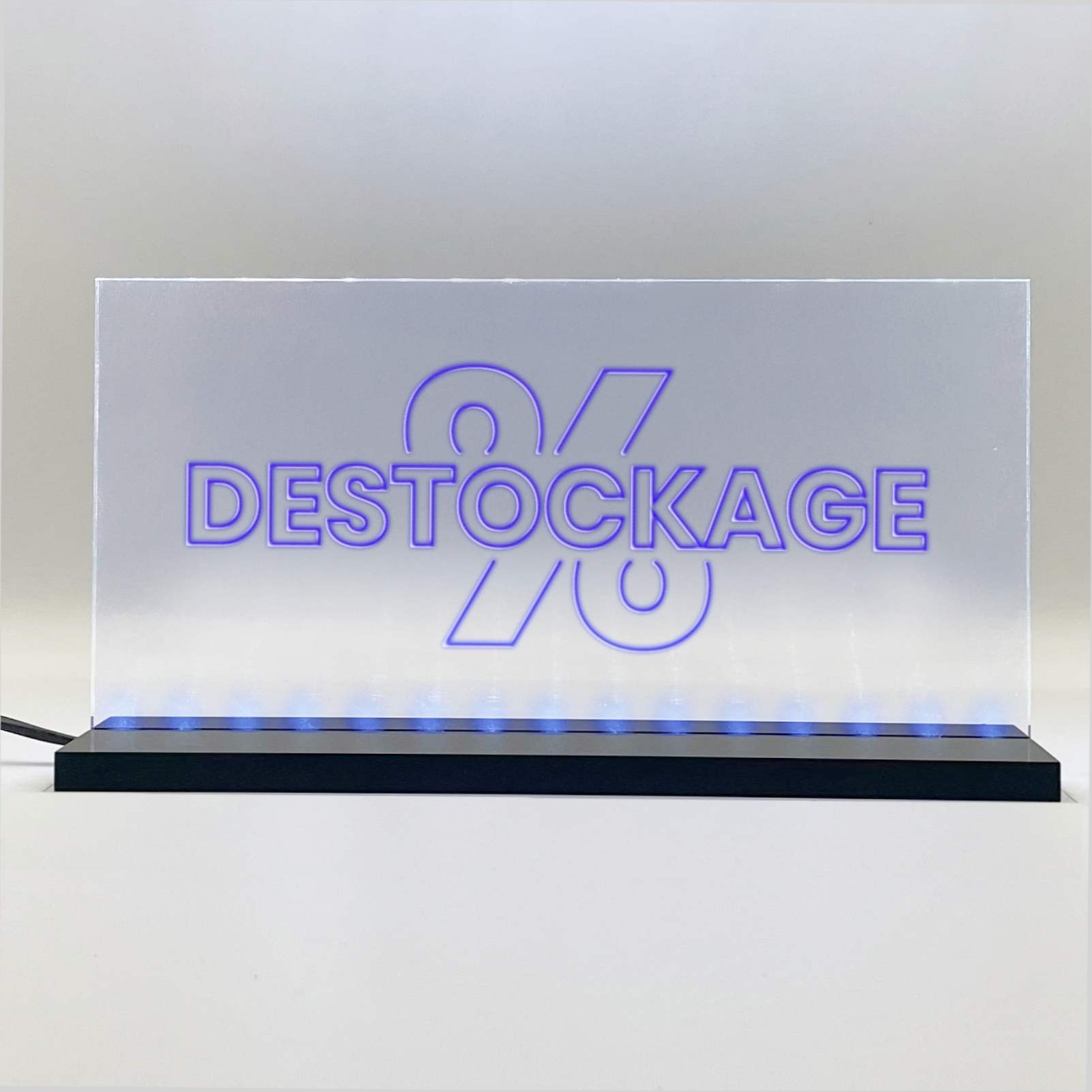 Enseigne signaletique lumineuse LED "Destockage" Basic Bleu