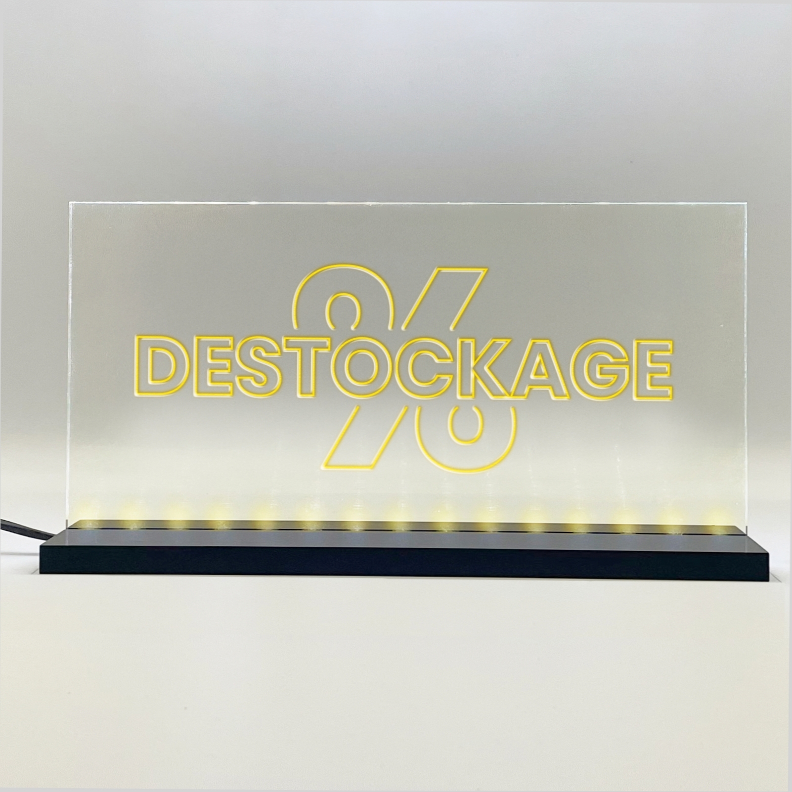 Enseigne signaletique lumineuse LED "Destockage" Basic Jaune