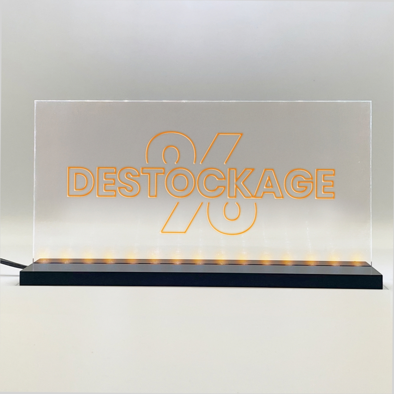 Enseigne signaletique lumineuse LED "Destockage" Basic Orange