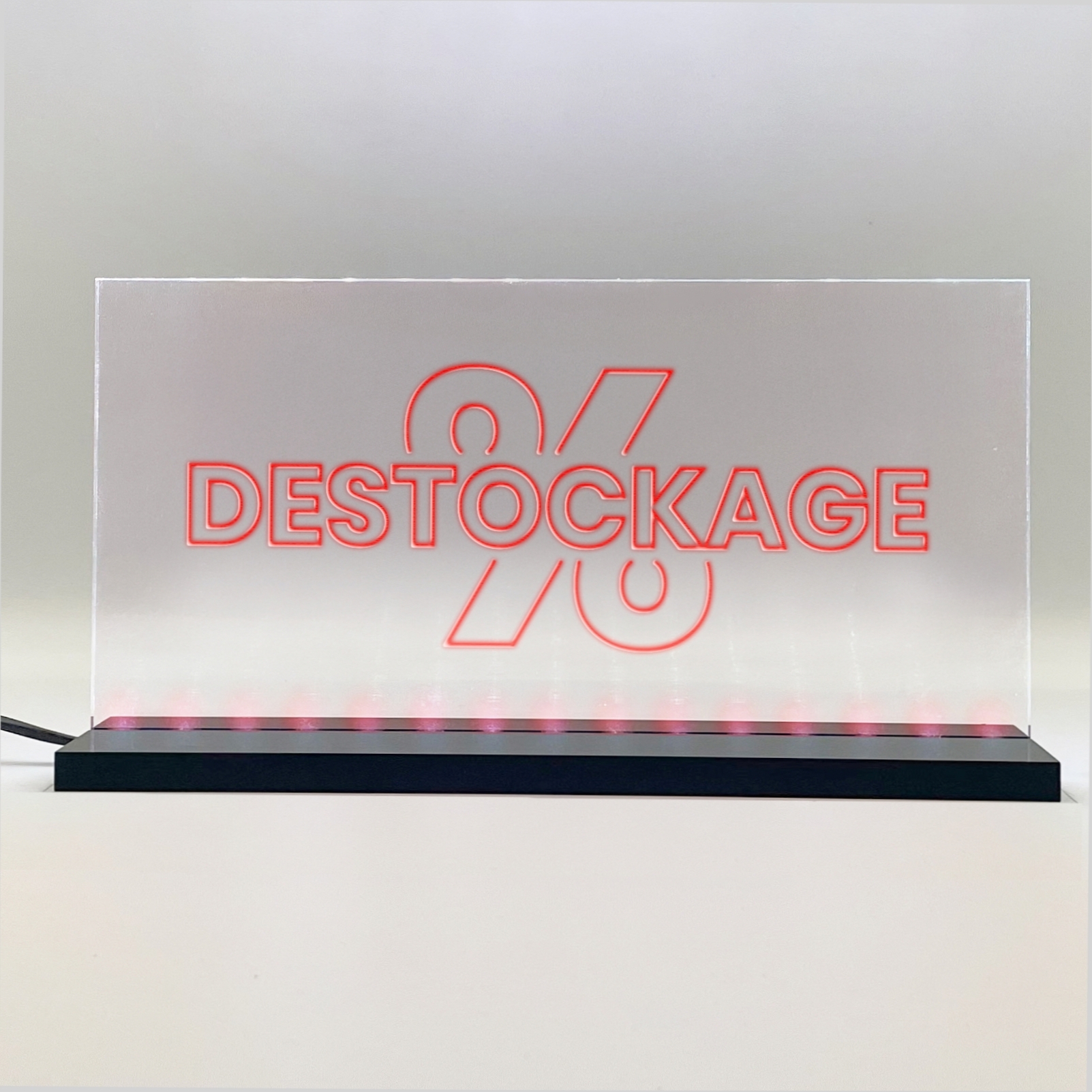 Enseigne signaletique lumineuse LED "Destockage" Basic Rouge