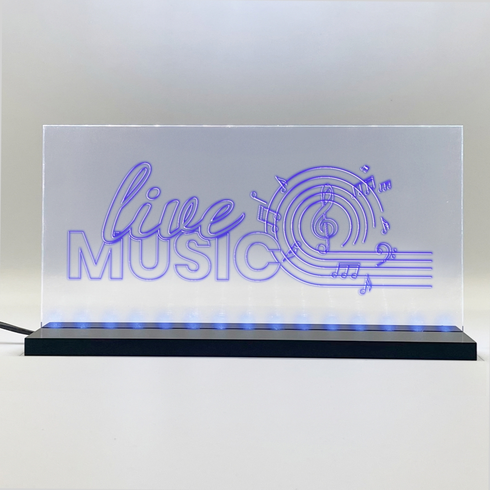 Enseigne signaletique lumineuse LED "Live Music" Basic Bleu