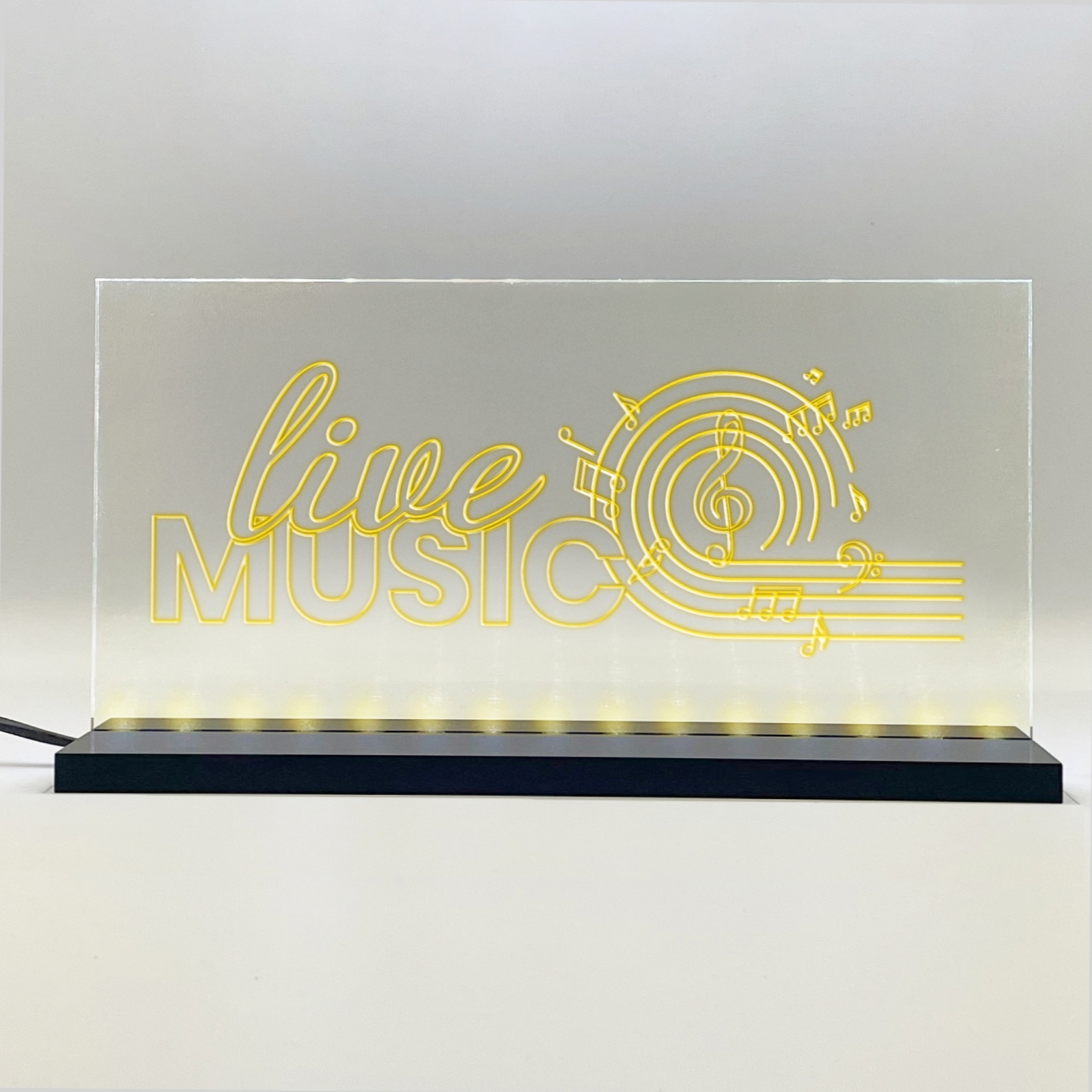 Enseigne signaletique lumineuse LED "Live Music" Basic Jaune