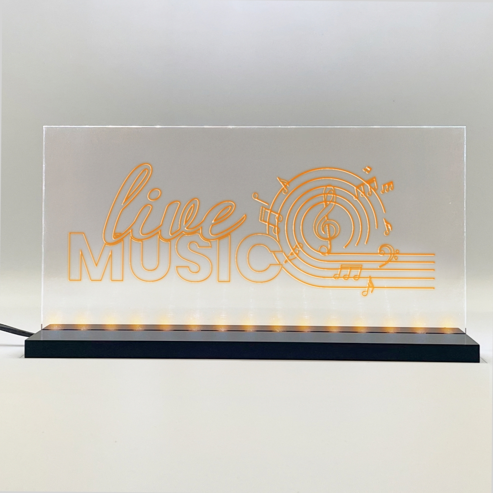 Enseigne signaletique lumineuse LED "Live Music" Basic Orange