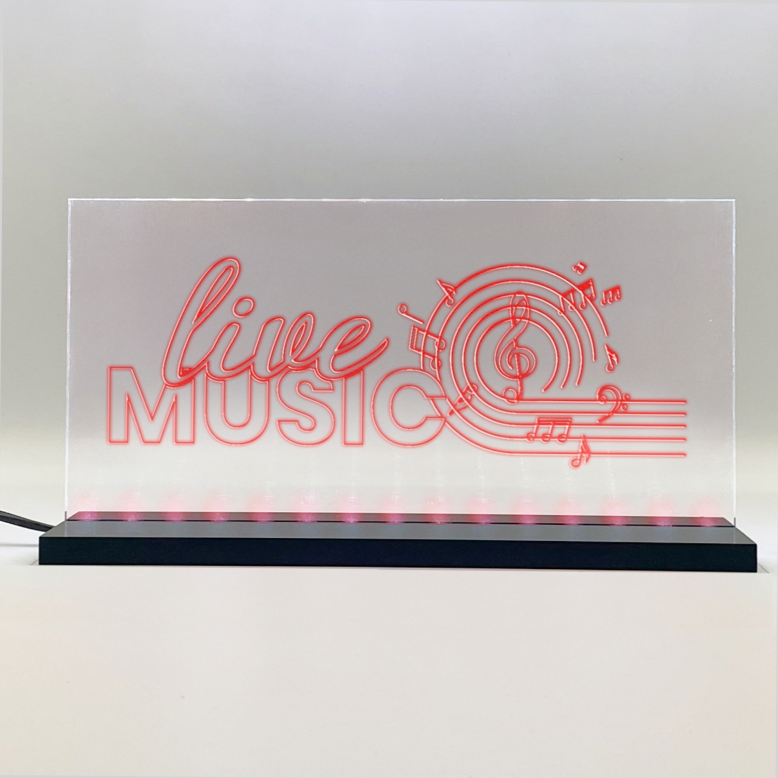 Enseigne signaletique lumineuse LED "Live Music" Basic Rouge