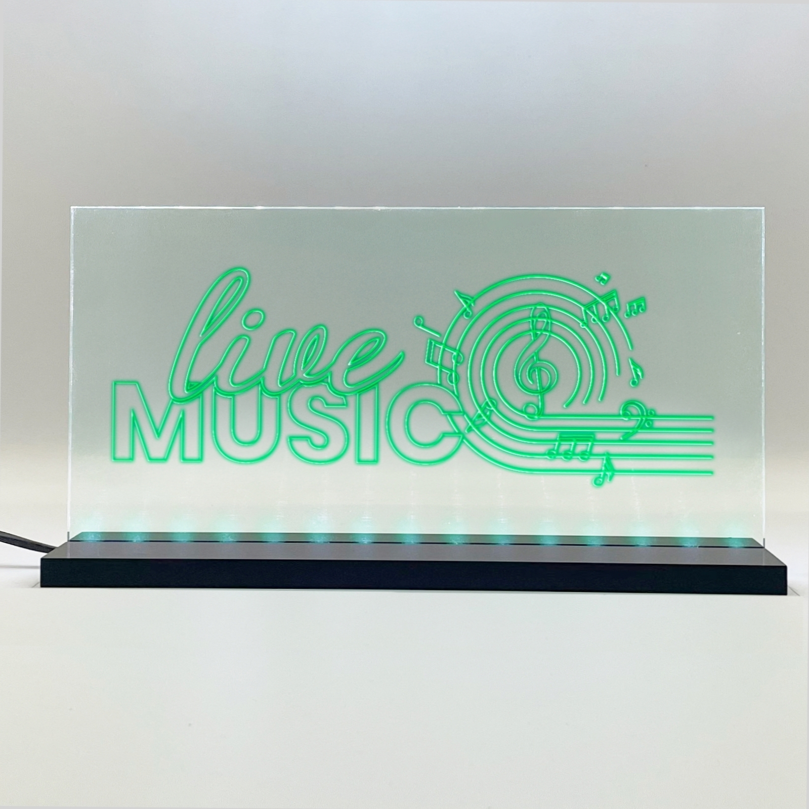 Enseigne signaletique lumineuse LED "Live Music" Basic Vert