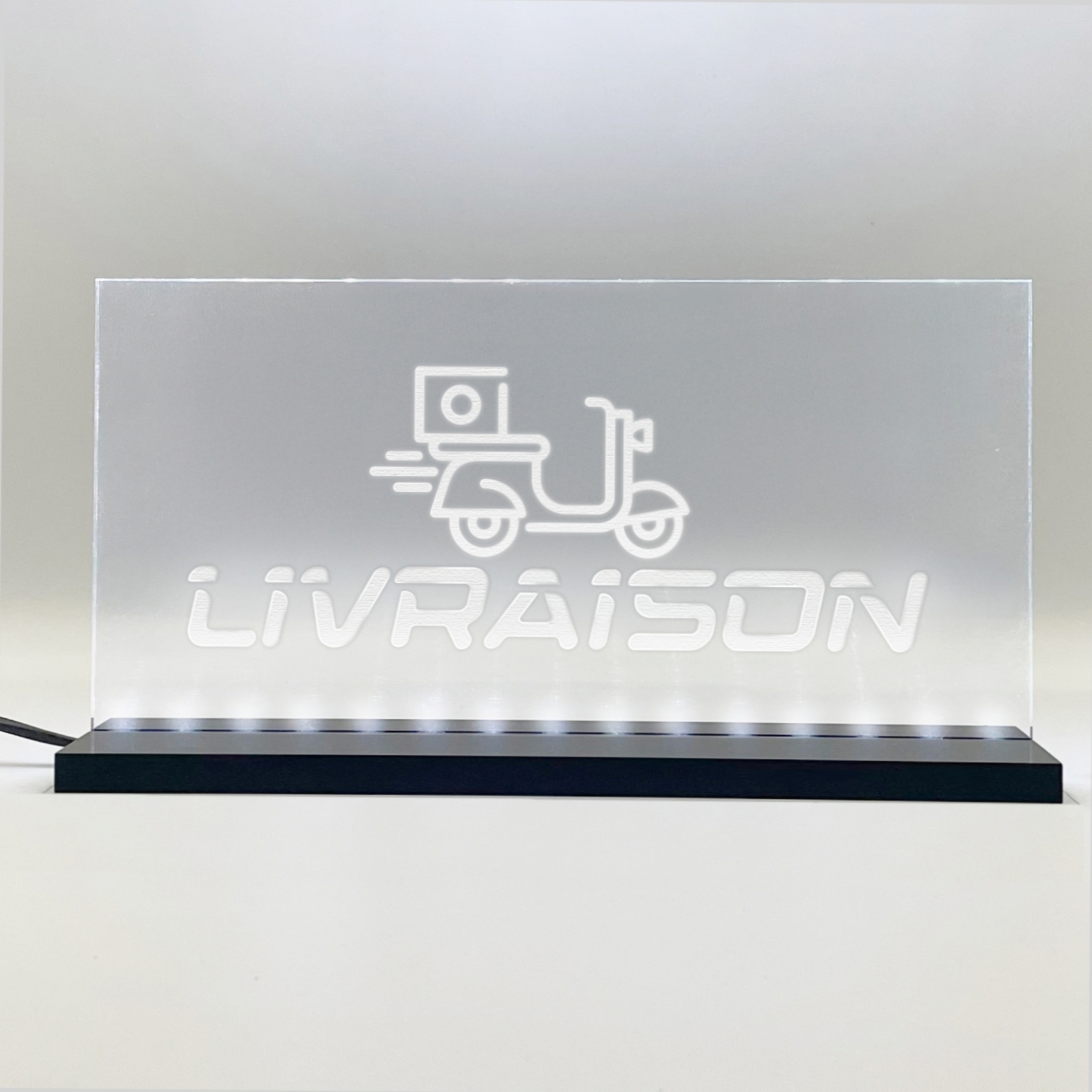 Enseigne signaletique lumineuse LED "Livraison" Basic Blanc