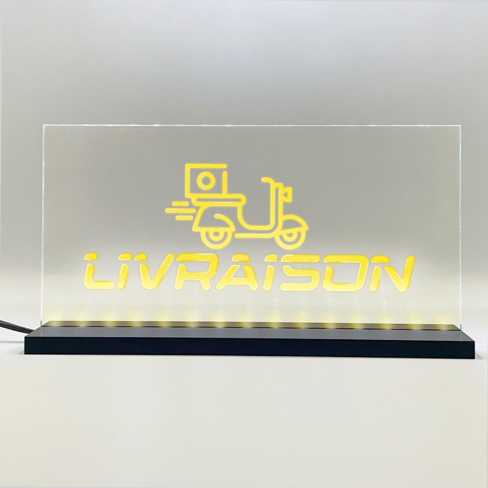 Enseigne signaletique lumineuse LED "Livraison" Basic Jaune
