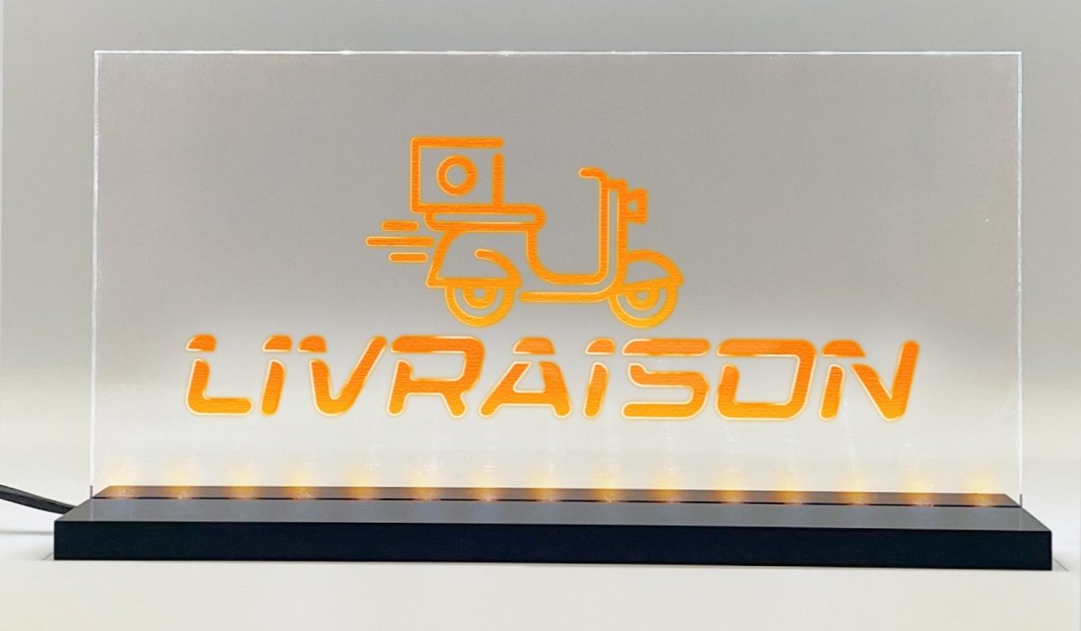 Enseigne signaletique lumineuse LED "Livraison" Basic Orange