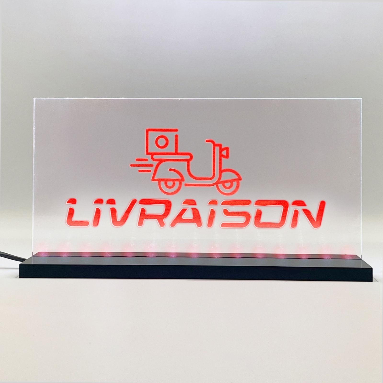 Enseigne signaletique lumineuse LED "Livraison" Basic Rouge