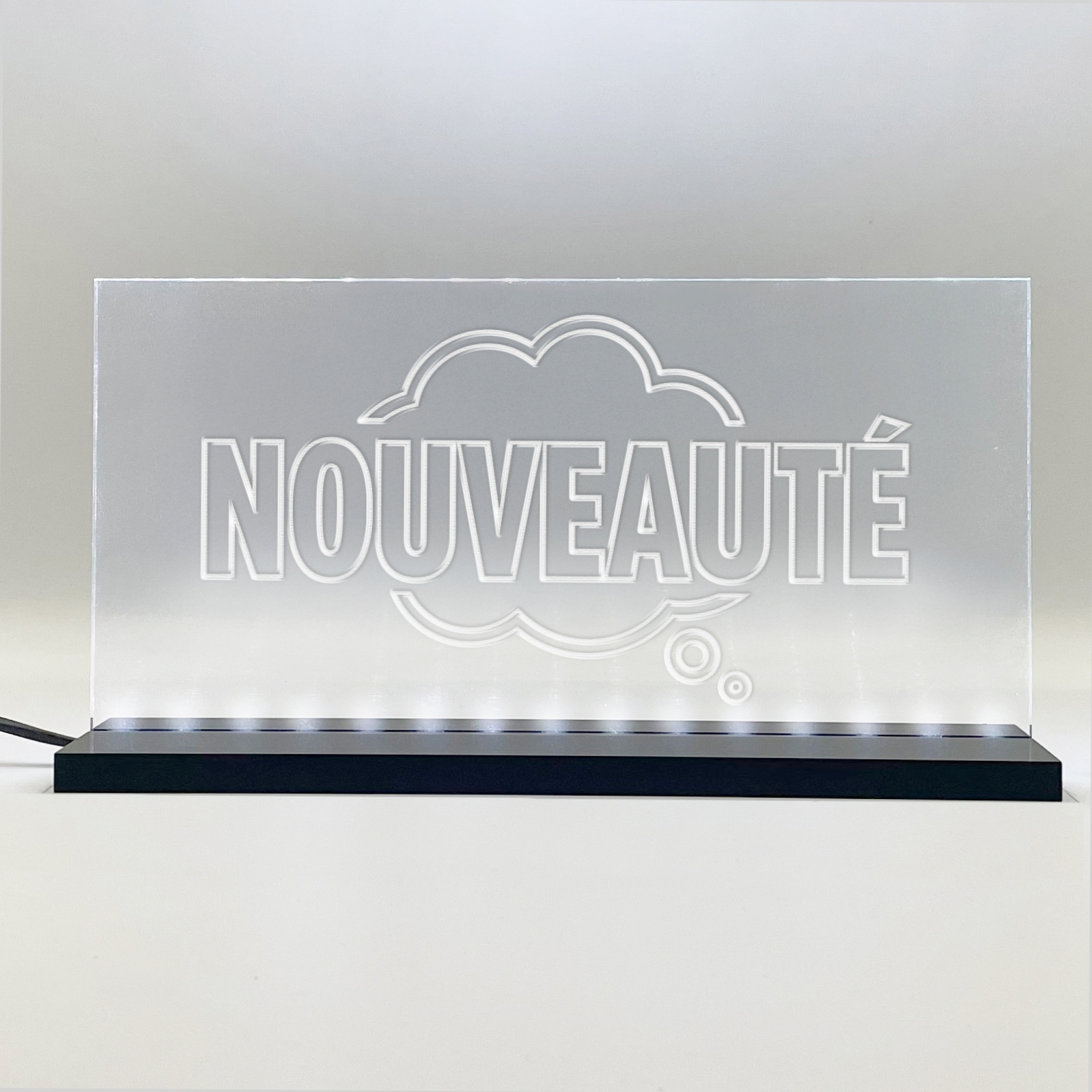Enseigne signaletique lumineuse LED "Nouveaute" Basic Blanc