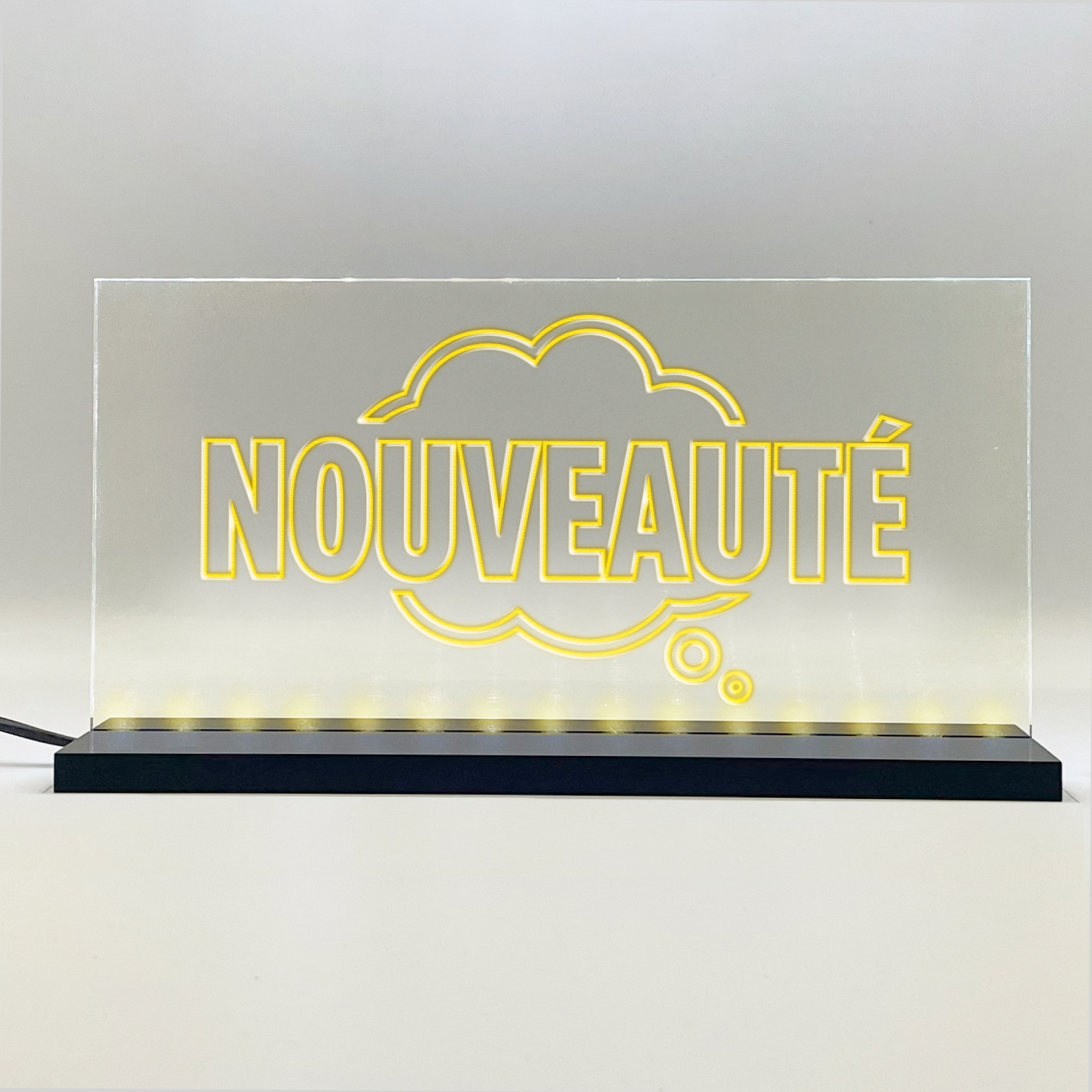 Enseigne signaletique lumineuse LED "Nouveaute" Basic Jaune