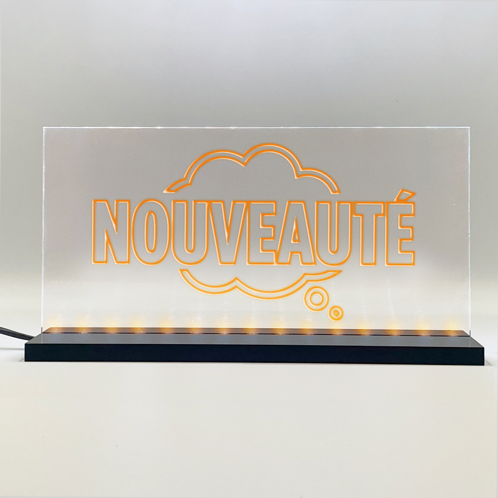 Enseigne signaletique lumineuse LED "Nouveaute" Basic Orange