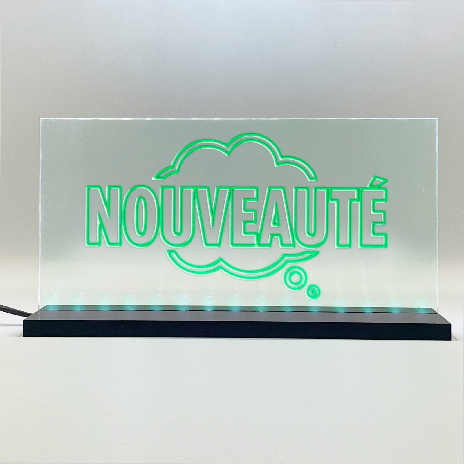 Enseigne signaletique lumineuse LED "Nouveaute" Basic Vert
