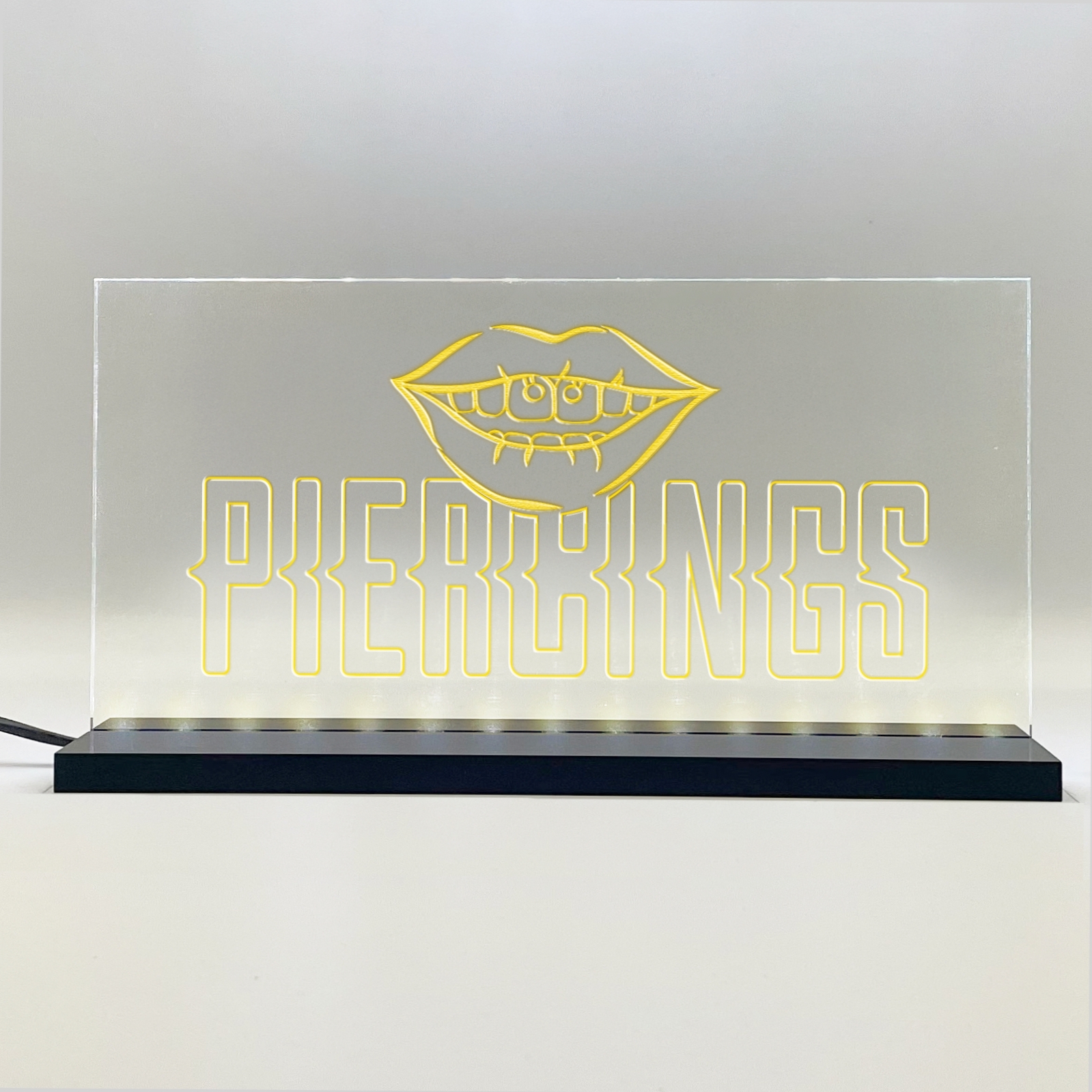 Enseigne signaletique lumineuse LED "Piercing" Basic Jaune
