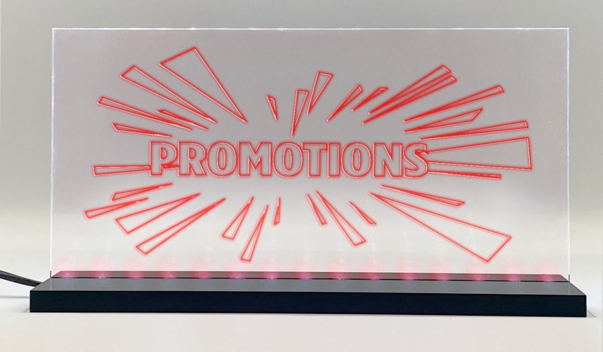 Enseigne signaletique lumineuse LED "Promotions" Basic Rouge