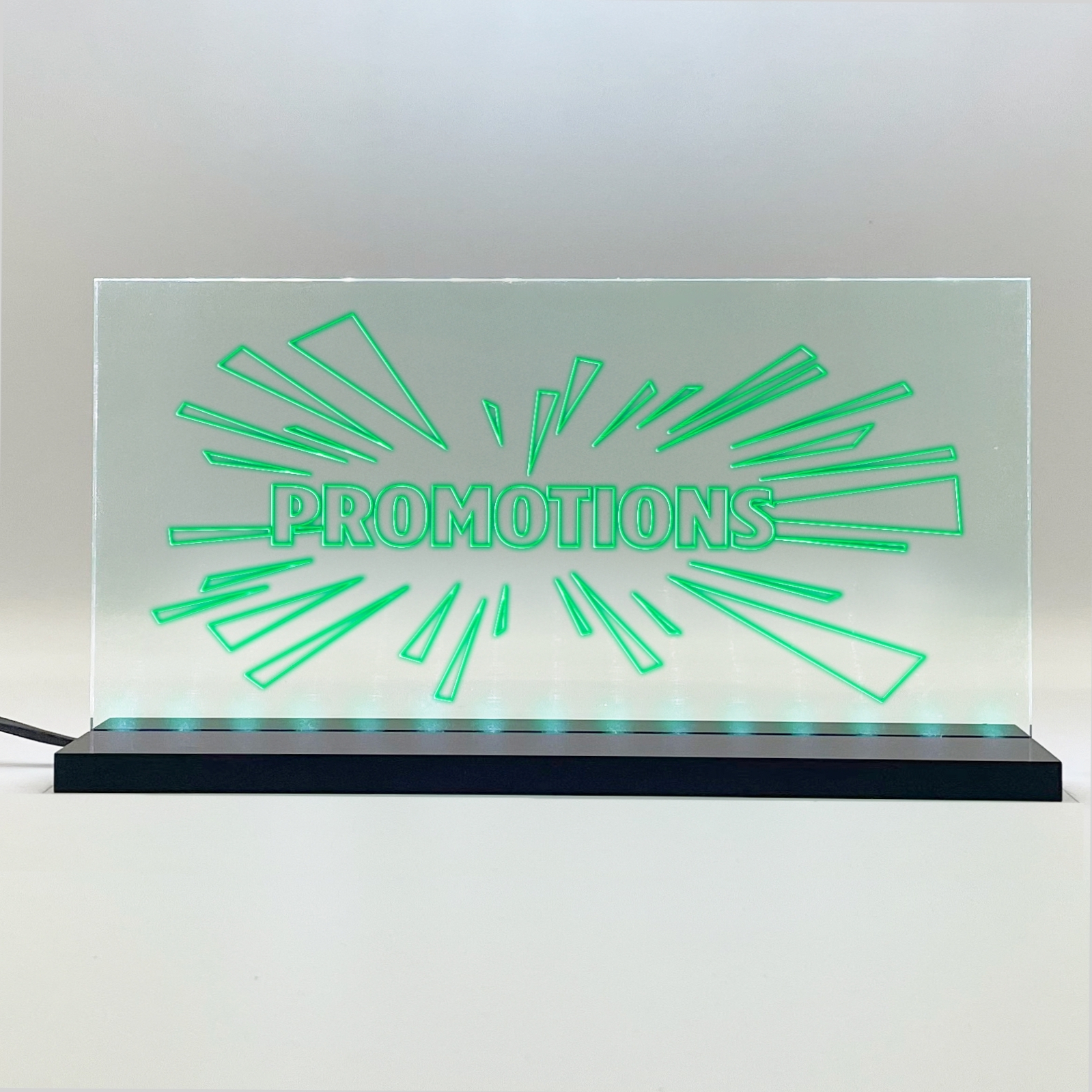 Enseigne signaletique lumineuse LED "Promotions" Basic Vert
