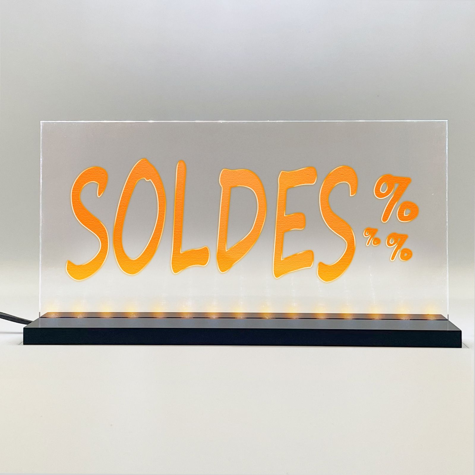 Enseigne signaletique lumineuse LED "Soldes" Basic Orange