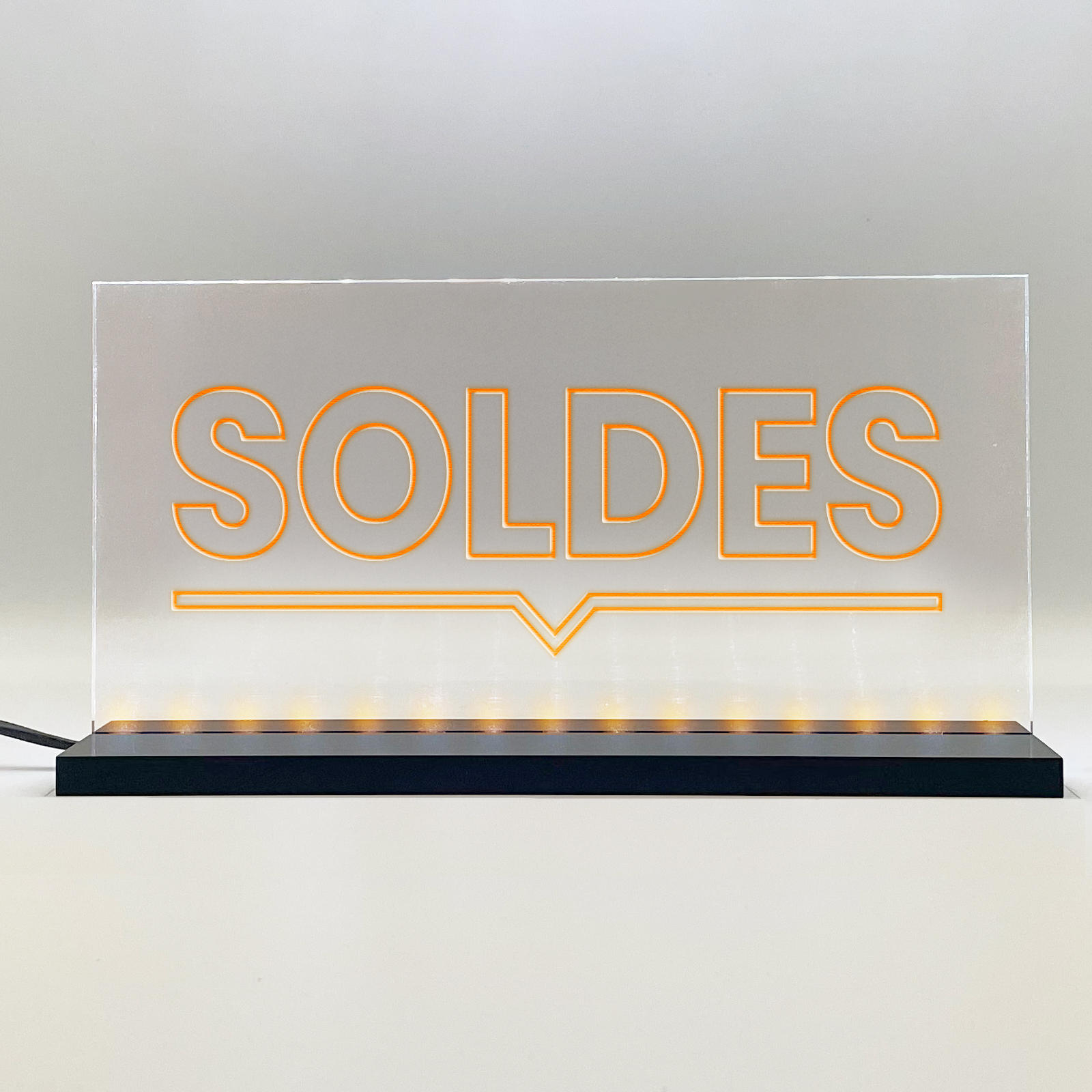 Enseigne signaletique lumineuse LED "Soldes" Basic Orange