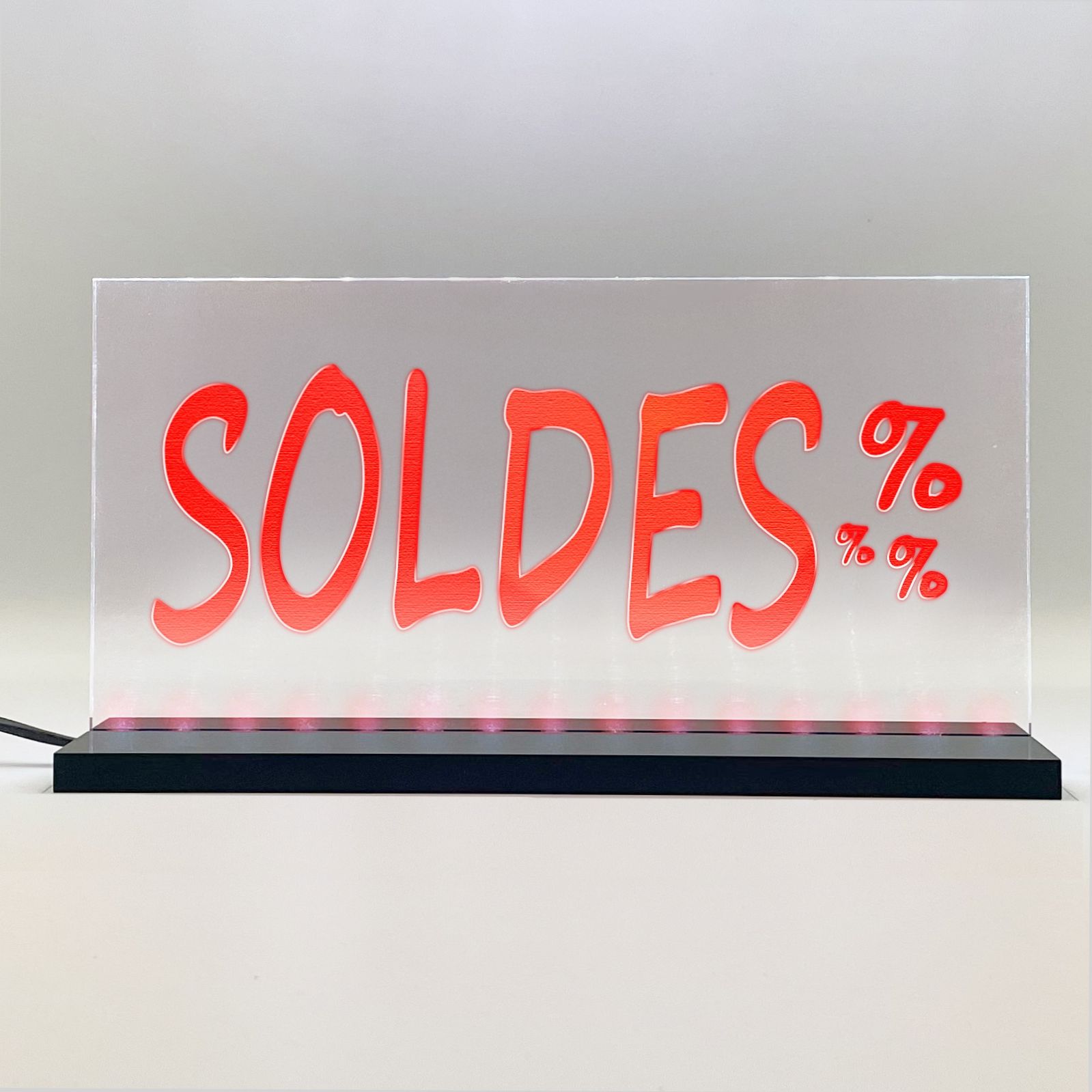 Enseigne signaletique lumineuse LED "Soldes" Basic Rouge