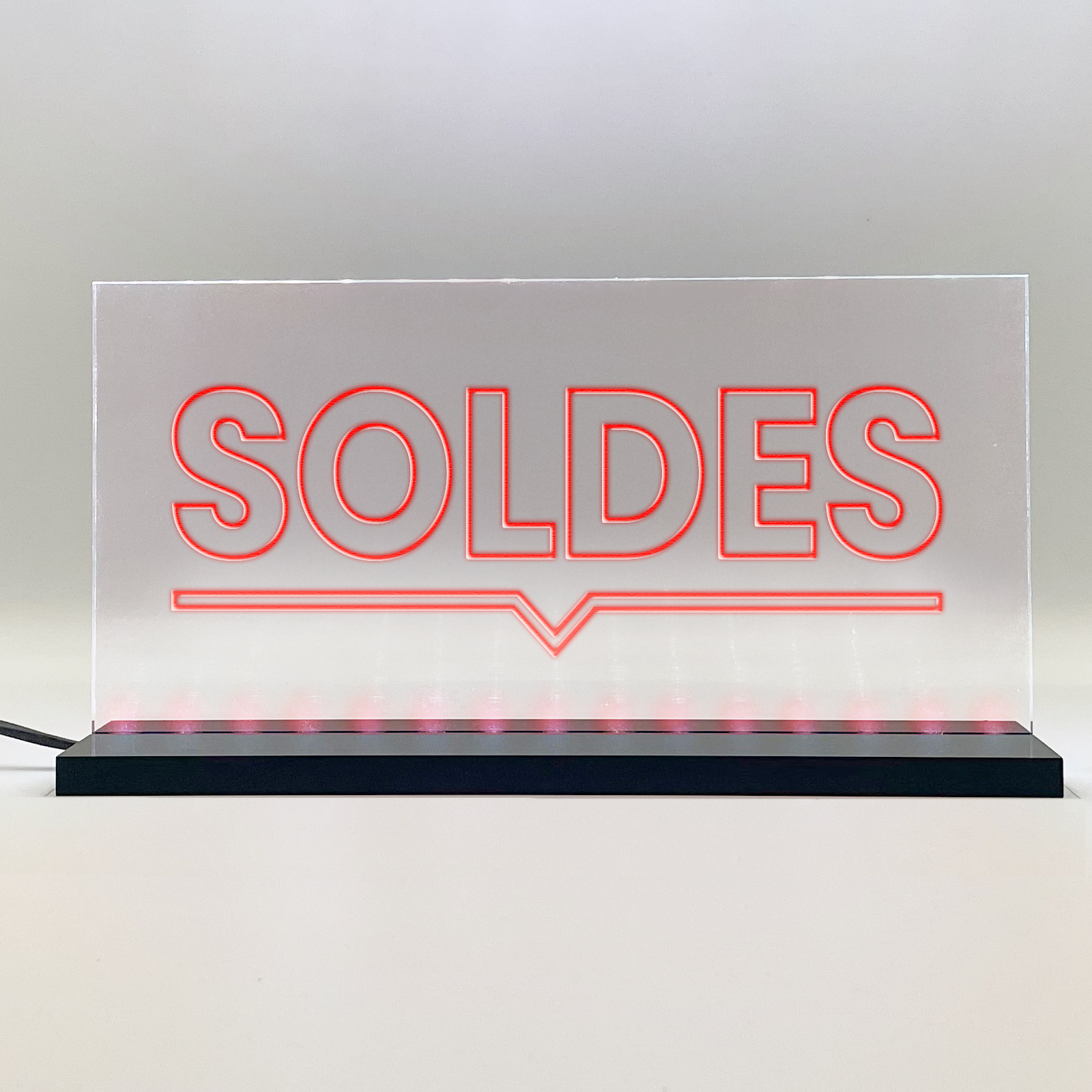 Enseigne signaletique lumineuse LED "Soldes" Basic Rouge