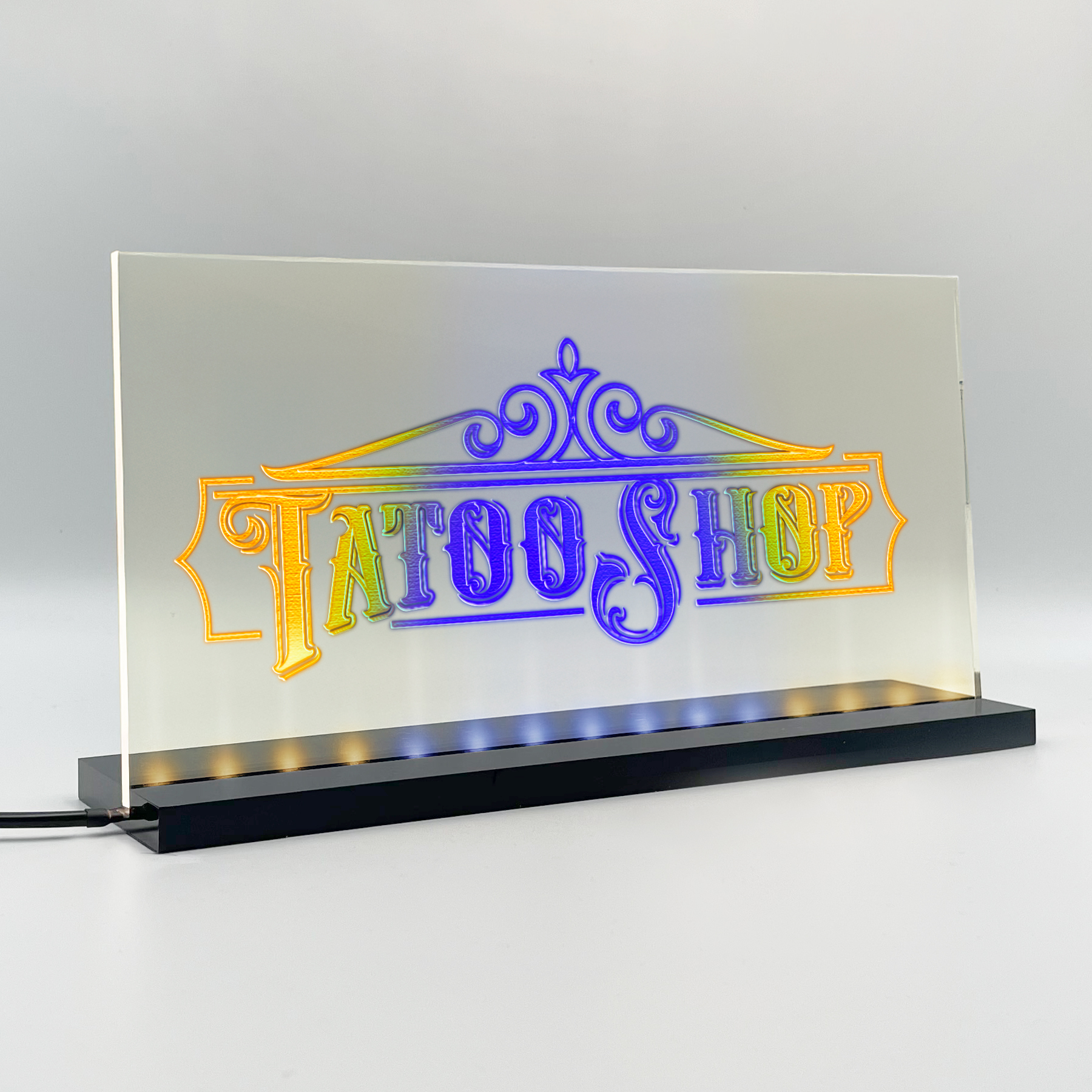 Enseigne lumineuse LED TatooShop Basic+ Jaune Bleu Jaune