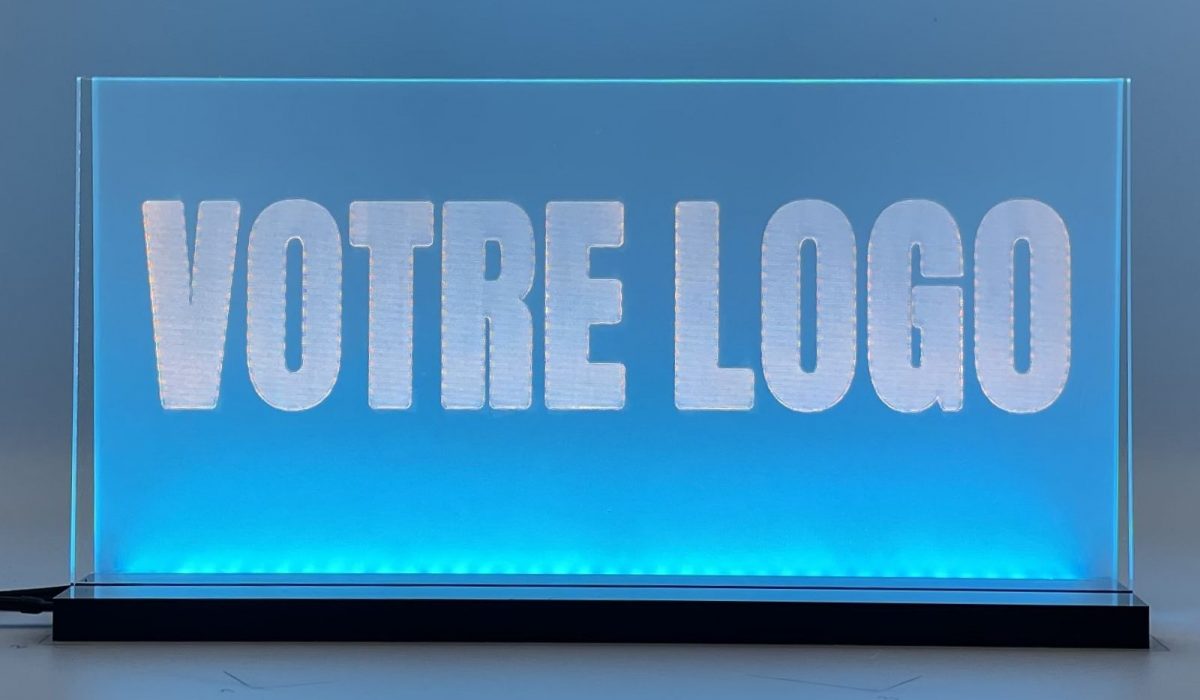 Enseigne signalétique LED personnalisée VOTRE LOGO 2D+ Blanc chaud Bleu glacial