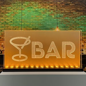 Enseigne signaltique LED 2d+ Bar Blanc Jaune